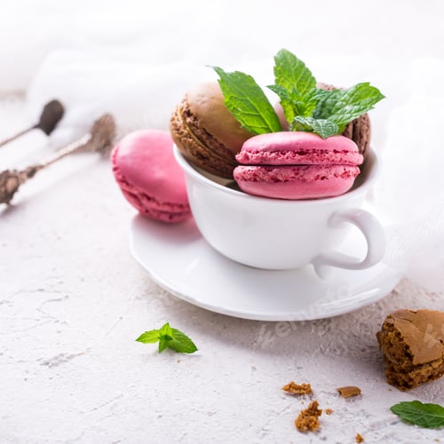 Preview: Cake macaron or macaroon, colorful almond cookies
