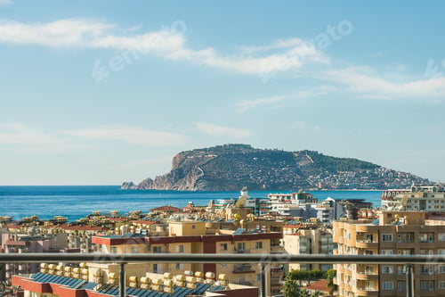 Preview: View over castle hill of Alanya, Turkey, and Mediterranean sea