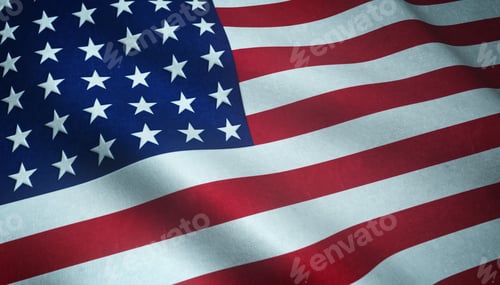 Preview: Closeup shot of the waving flag of the United States of America with interesting textures