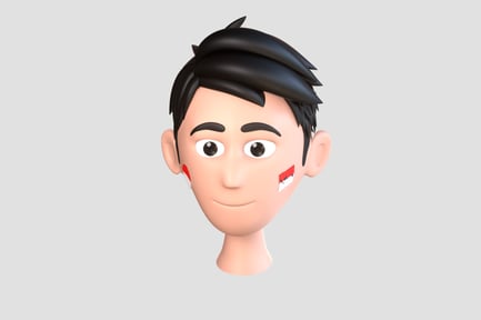 Preview: 3D Cartoon Face with Painted Cheek Flag