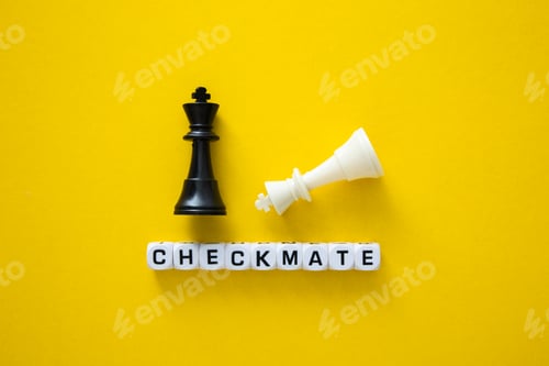 Preview: Checkmate word on yellow background