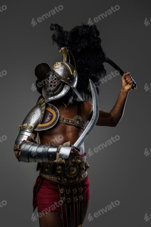 Preview: Strong gladiator from ancient rome with dual swords