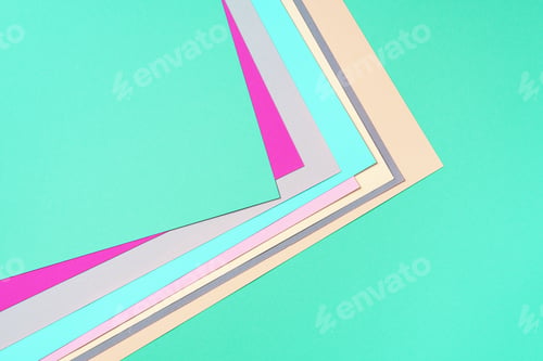 Preview: Background in trendy green and pink colors. Fashionable paper. Top view. Minimal concept. Trendy