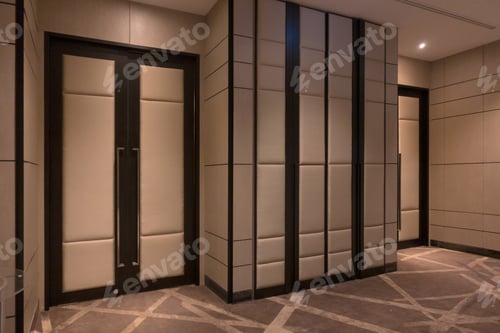 Preview: Fabric panels door covered acoustic board pattern surface texture. Interior material for design