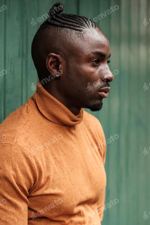 Preview: Portrait of black male model in outdoors.