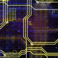 Preview: An abstract technological background consisting of a multitude of luminous guiding lines and dots