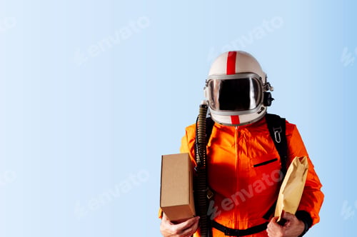 Preview: Unrecognizable man with packages to deliver