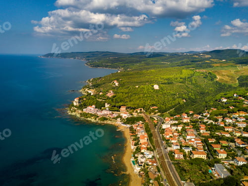 Preview: Top view of the city and the promenade located in Castiglioncello in Tuscany. Italy, Livorno