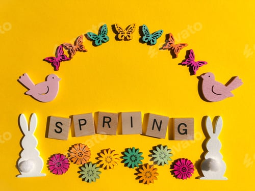 Preview: Spring, word and themed border