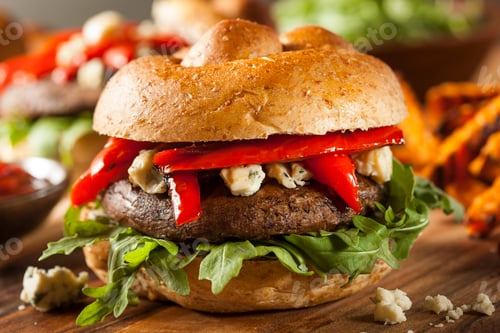 Preview: Healthy Vegetarian Portobello Mushroom Burger