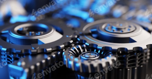 Preview: Gears and cogs mechanism. Industrial machine, engine