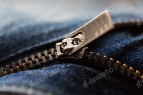 Preview: close up of denim item or jeans zipper