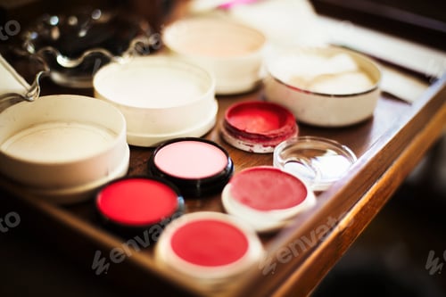 Preview: A tray of make up used for white face style