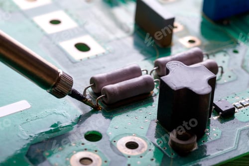 Preview: Soldering iron. Repairing electronic component