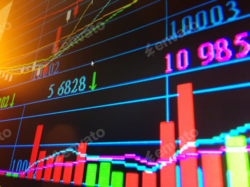 Preview: Currency exchange data graph and charts on screen