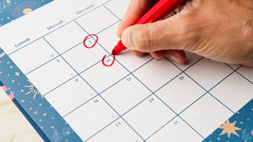 Preview: Circling date on the calendar with red pen