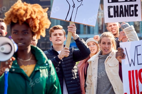 Preview: Protestors With Placards And Megaphone On Black Lives Matter Demonstration March Against Racism