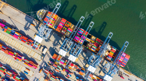 Preview: Container ship global business freight import export logistic transportation.