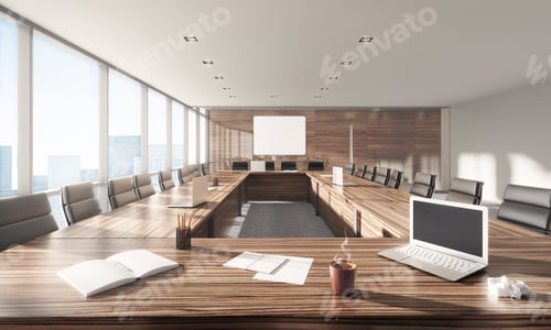 Preview: 3d illustration of modern corparate meeting room.