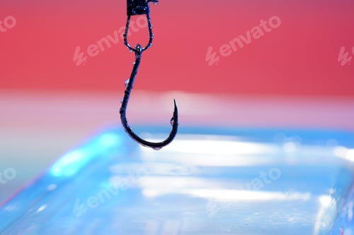Preview: Closeup of a fishhook pulled out of the water