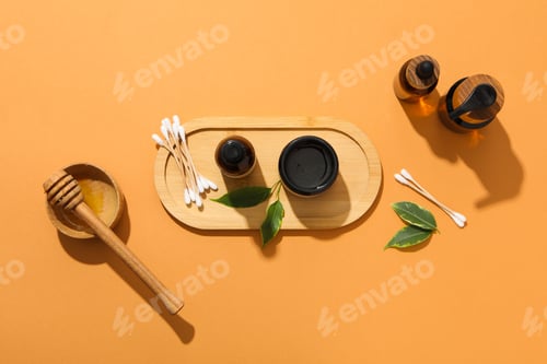 Preview: Concept of face and skin care supplies - Honey cosmetic