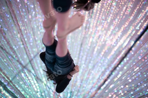 Preview: child mirror feet legs reflection line lights shine shining disco party