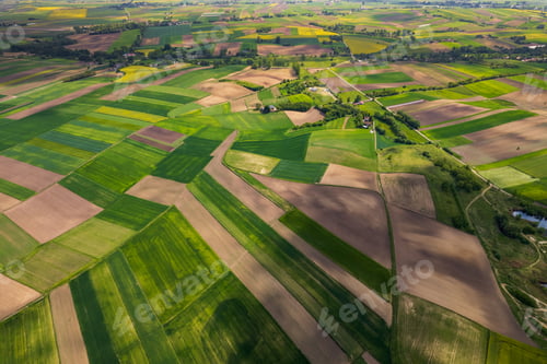 Preview: Agriculture Fields Paterns in Rural Countryside. Aerial Drone View