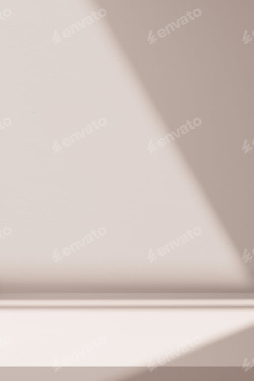 Preview: Background Beige Wall Studio with Light,Shadow on Surface floor,Concrete Room Podium Display Mockup