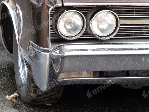Preview: Closeup shot of a creamy vintage car lights