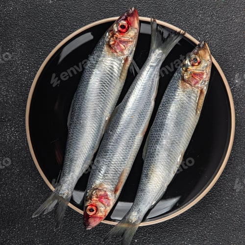 Preview: fish herring fresh raw seafood eating cooking meal food snack on the table copy space food