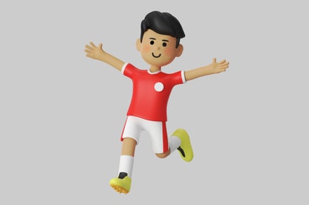 Preview: Cartoon soccer boy celebrating goal