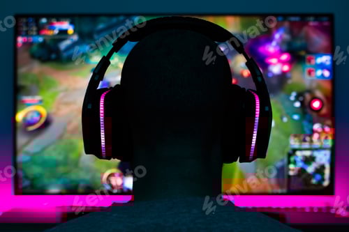 Preview: Gamer man playing a video game