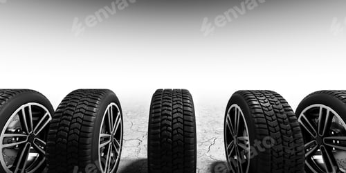 Preview: Wheels with modern alu rims on white background