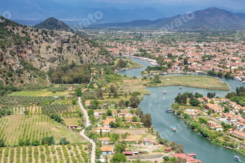 Preview: Turkey touristic area Dalyan Ortaca, ancient city of Kaunos, Dalyan valley, Turkey.