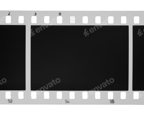 Preview: An empty photographic negative film frame with numbered markings and perforations isolated