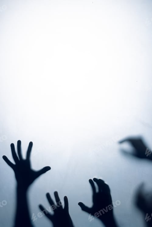 Preview: Composition of shape of multiple black hands on white background