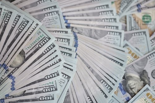 Preview: Pile of Hundred Dollar Bills in a Fan Arrangement