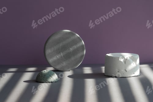 Preview: Grey and white plaster podiums of different sizes for the presentation of your products