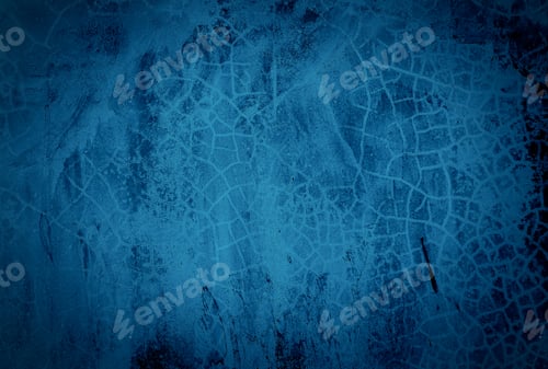 Preview: Vintage grunge blue concrete texture studio wall background with vignette.