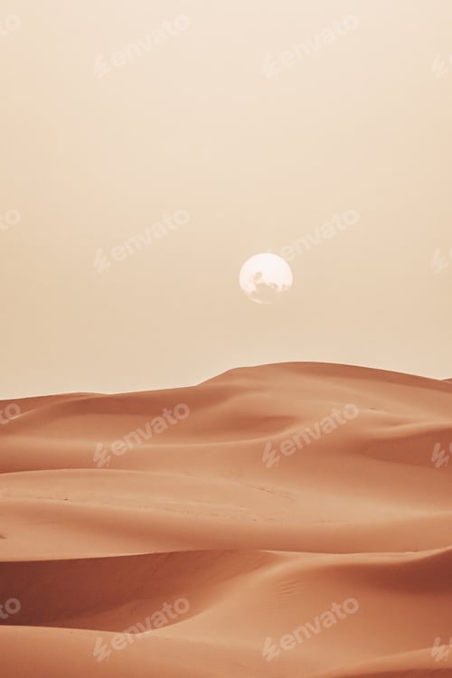 Preview: Sand texture during sunrise, Sahara Desert Merzouga, Morocco vertical oriented