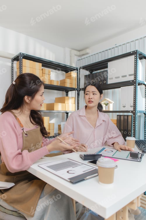 Preview: Two young women work together in a small business office
