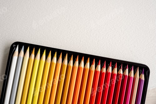 Preview: Colorful pencils set on watercolor paper
