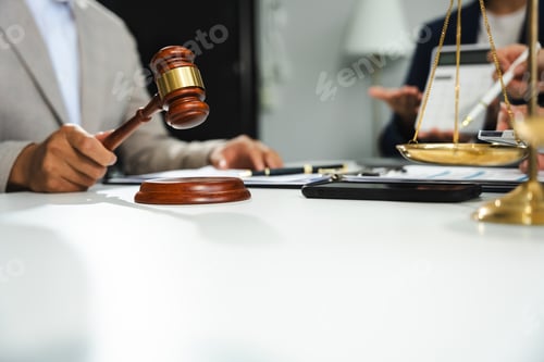 Preview: Businessman and Male lawyer or judge consult having team meeting with client