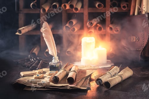 Preview: Ancient library full of valuable old manuscripts