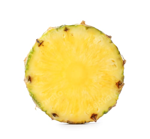Preview: Slice of tasty juicy pineapple on white background