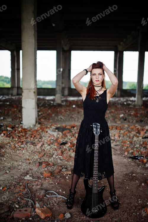 Preview: Portrait of gothic woman musician