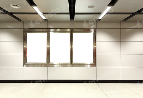 Preview: Blank billboard in metro station