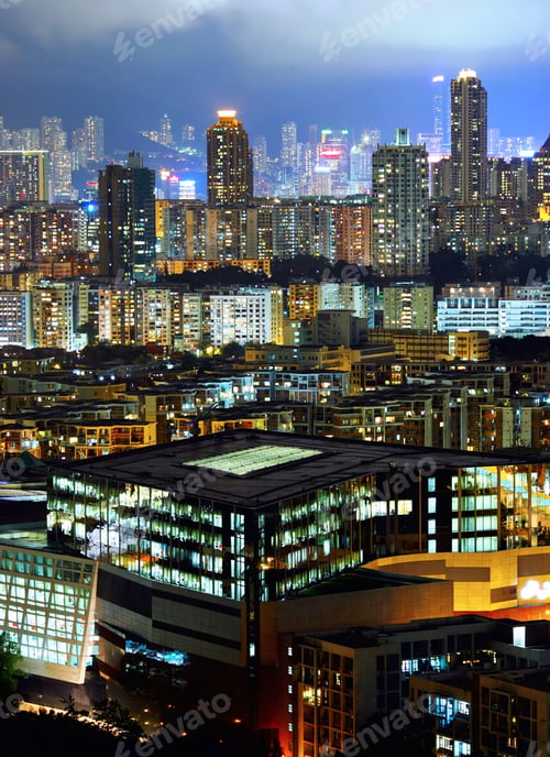 Preview: downtown in Hong Kong at night