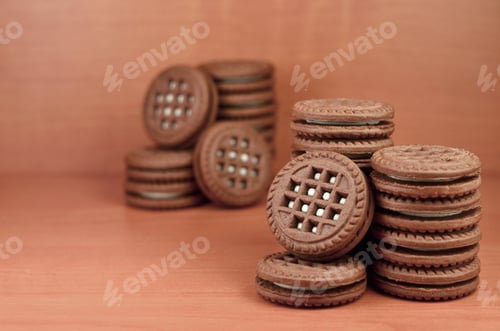 Preview: Sandwich round biscuits with vanilla filling