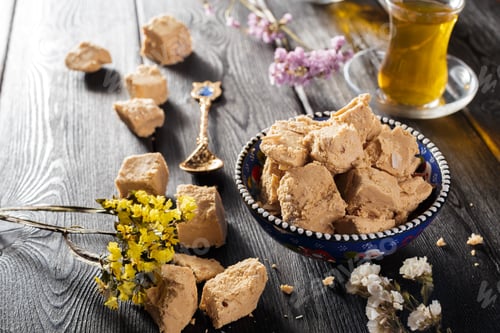 Preview: Tasty halva with tea on the table